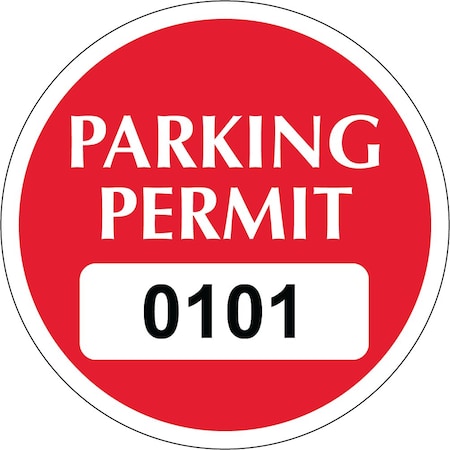 Lustre-Cal Static Cling Parking Permit Dark Red 2in x 2in  Circle Serialized 101-150, 50PK 253753SCL1RdDi0101